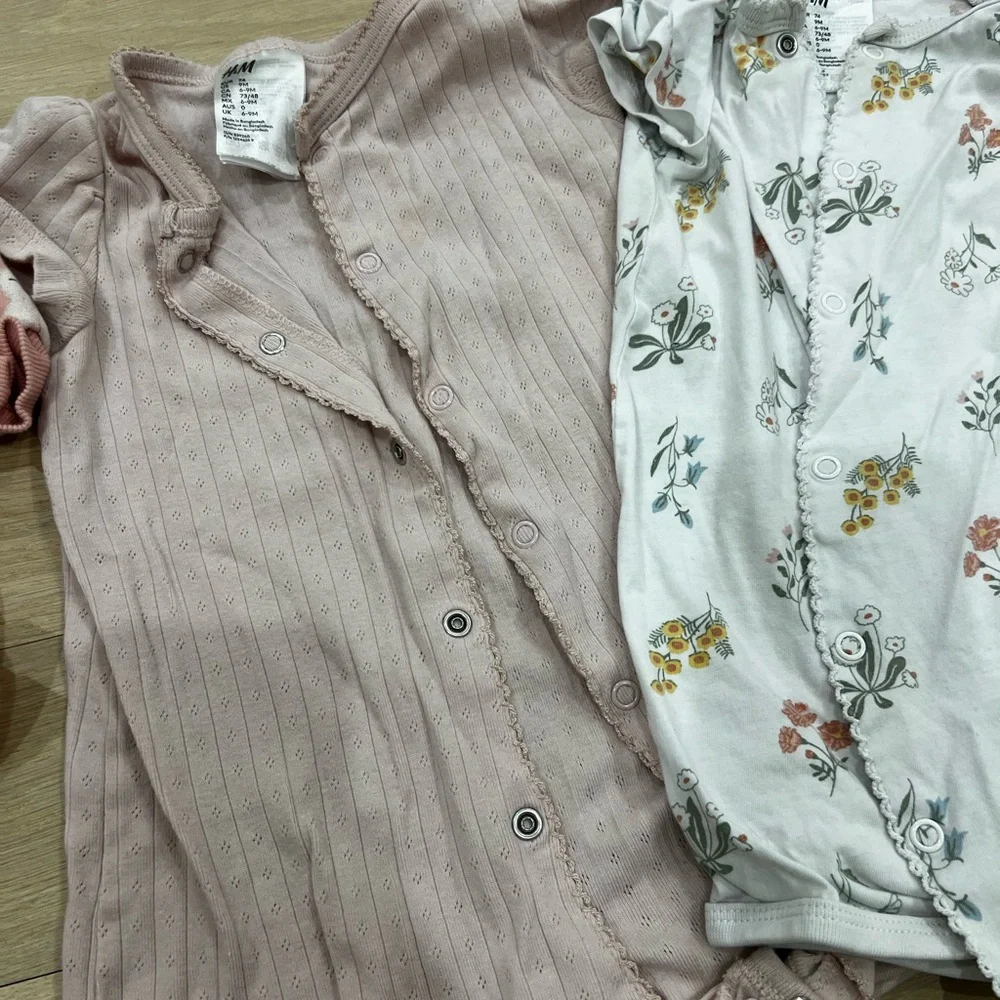 H&M Light Pink Ribbed Baby Onesie